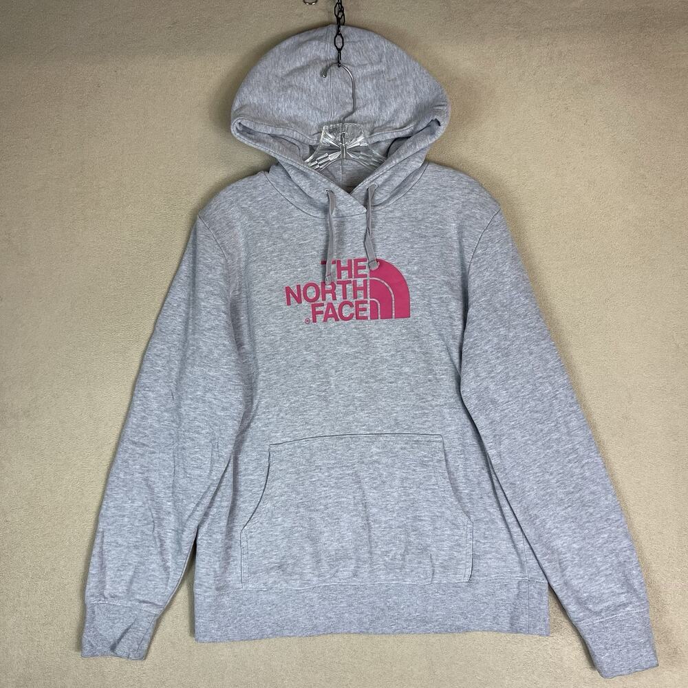 The North Face Hoodie Womens L Gray Pouch Pocket Long Sleeve Pullover Sweatshirt